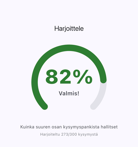 Valmiusmittari sovelluksessa